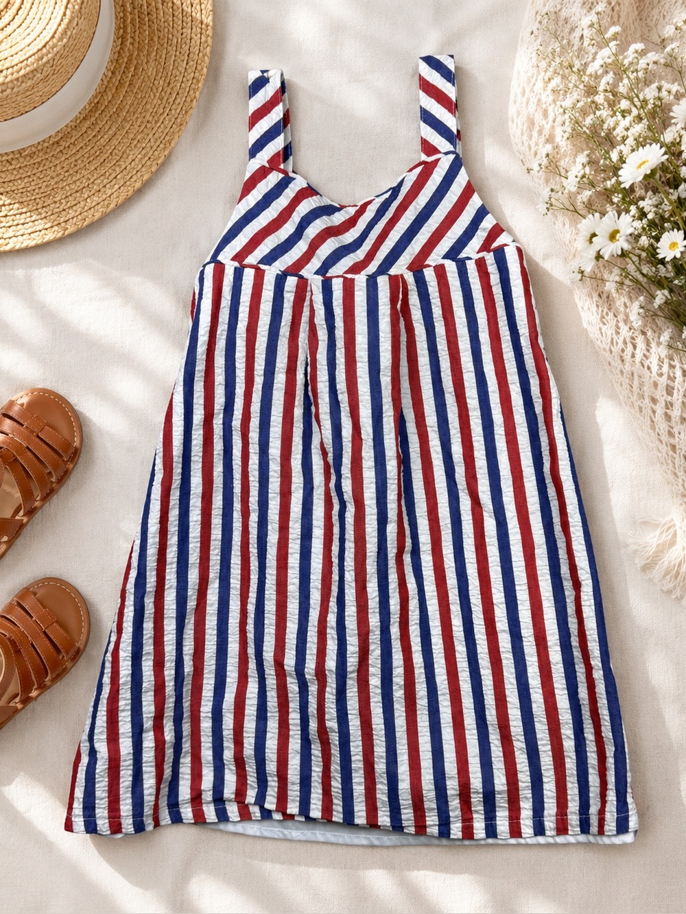 Tommy Bahama Girls Size 5 Red, White & Blue Striped Sundress